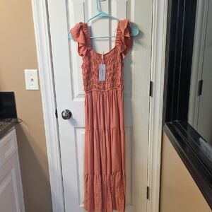 Elegant Coral Maxi Dress